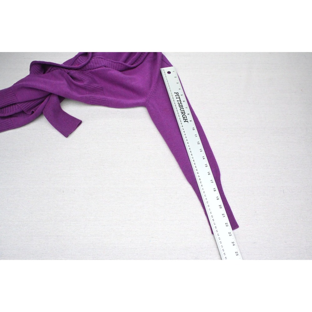 Eileen Fisher Womens XS 100% Merino Wool Cardigan Purple Open Front Fine Gauge - Picture 4 of 9